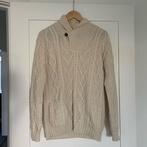 Aran Shawl Collar Single Button Sweater